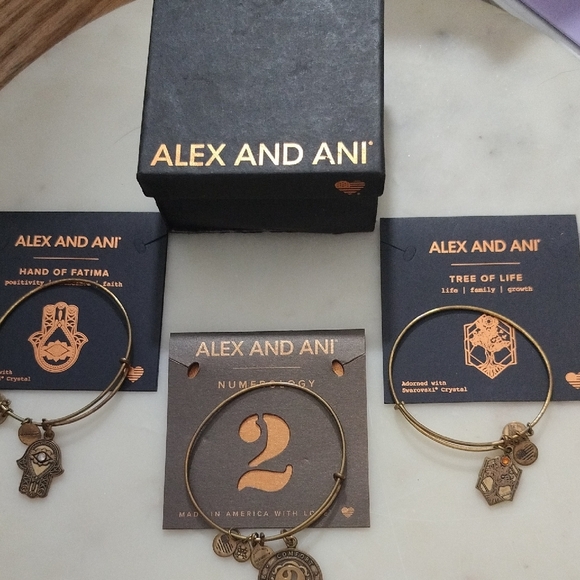 Alex and Ani Gold Charm Bangles - Picture 1 of 8